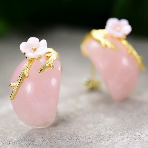 Artisan Handmade 925 Silver Natural Aventurine Quartz Earrings - Picture 6 of 14